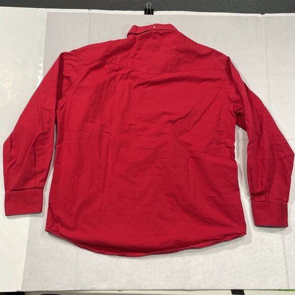 Wranglers PBR Mens Large Bull Riding Button Down Embroidered‎ Western Shirt Red - Picture 6 of 6